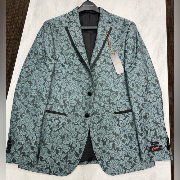 Egara Slim Fit Dinner Jacket, Green Floral - Picture 2 of 7